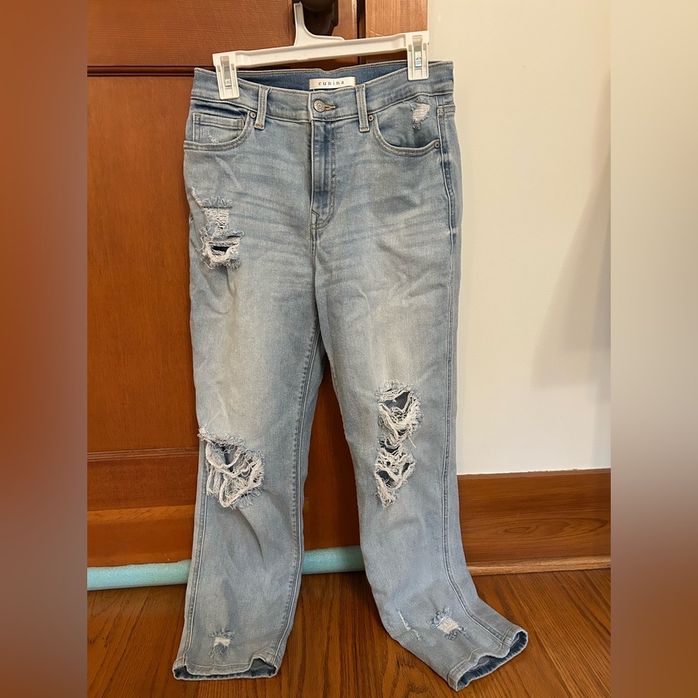 Light wash distressed jeans